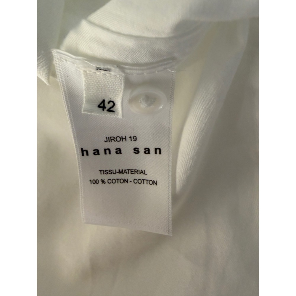Hana San Women's White Cotton Pintuck Oversized Tunic Shirt - Sz EU 42 (12-14) - Picture 11 of 12